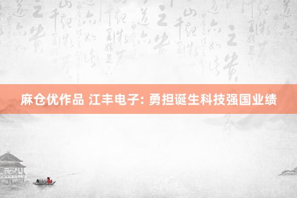 麻仓优作品 江丰电子: 勇担诞生科技强国业绩