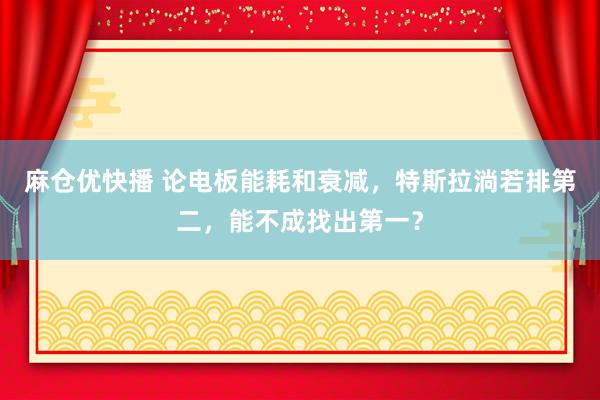 麻仓优快播 论电板能耗和衰减，特斯拉淌若排第二，能不成找出第一？