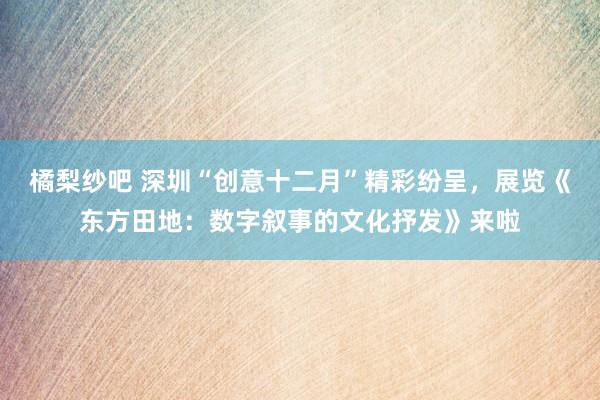 橘梨纱吧 深圳“创意十二月”精彩纷呈，展览《东方田地：数字叙事的文化抒发》来啦
