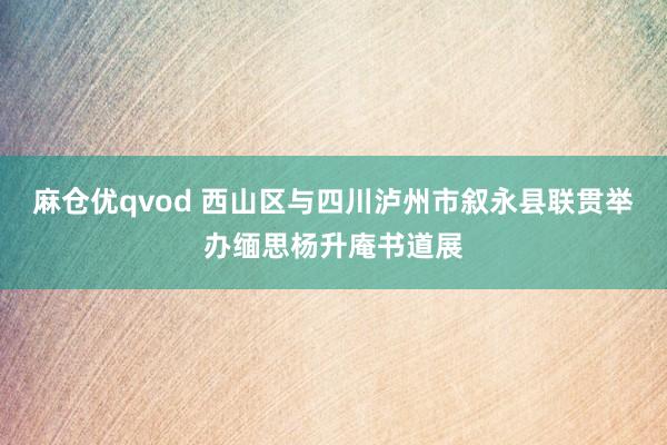 麻仓优qvod 西山区与四川泸州市叙永县联贯举办缅思杨升庵书道展