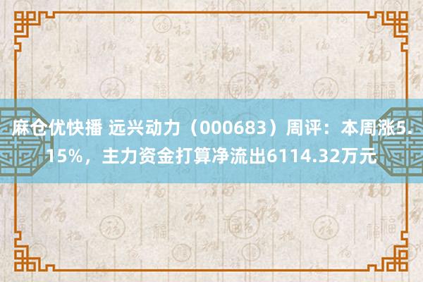 麻仓优快播 远兴动力（000683）周评：本周涨5.15%，主力资金打算净流出6114.32万元