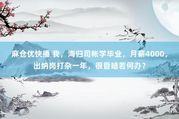 麻仓优快播 我，海归司帐学毕业，月薪4000，出纳岗打杂一年，很昏暗若何办？