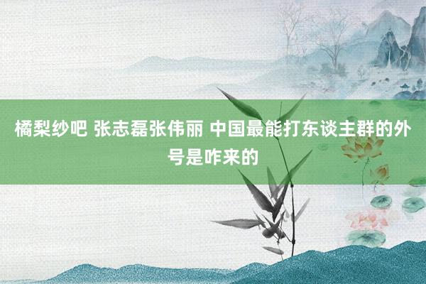橘梨纱吧 张志磊张伟丽 中国最能打东谈主群的外号是咋来的