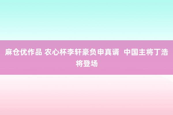 麻仓优作品 农心杯李轩豪负申真谞  中国主将丁浩将登场