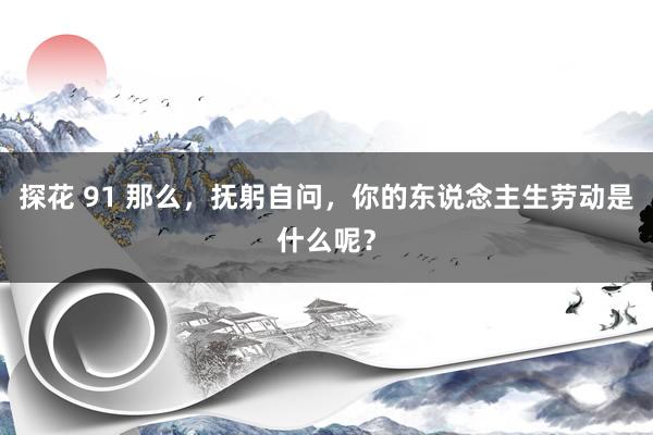探花 91 那么，抚躬自问，你的东说念主生劳动是什么呢？