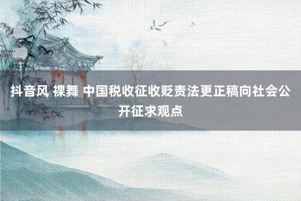 抖音风 裸舞 中国税收征收贬责法更正稿向社会公开征求观点