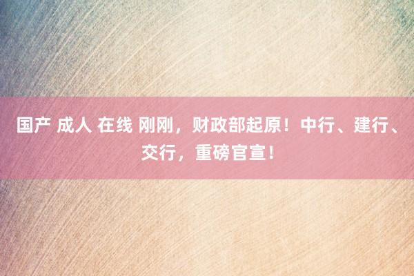 国产 成人 在线 刚刚，财政部起原！中行、建行、交行，重磅官宣！