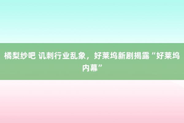 橘梨纱吧 讥刺行业乱象，好莱坞新剧揭露“好莱坞内幕”