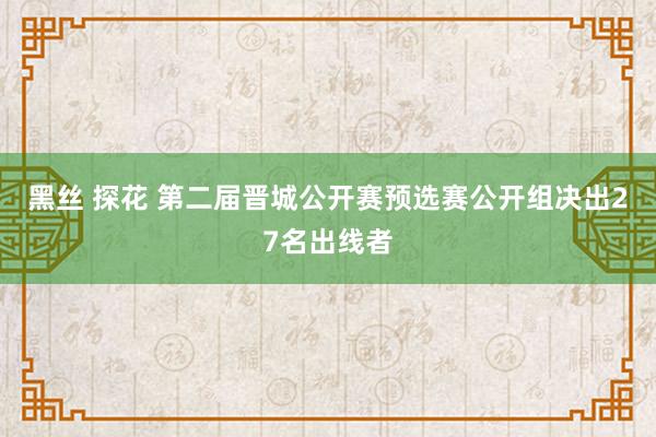 黑丝 探花 第二届晋城公开赛预选赛公开组决出27名出线者