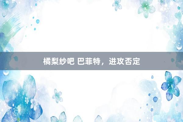橘梨纱吧 巴菲特，进攻否定