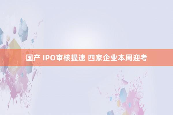 国产 IPO审核提速 四家企业本周迎考