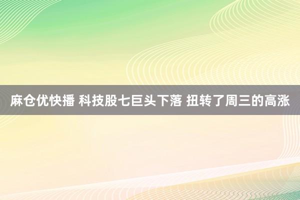 麻仓优快播 科技股七巨头下落 扭转了周三的高涨
