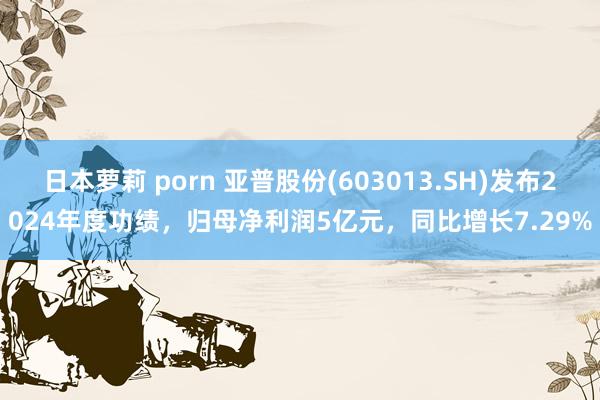日本萝莉 porn 亚普股份(603013.SH)发布2024年度功绩，归母净利润5亿元，同比增长7.29%