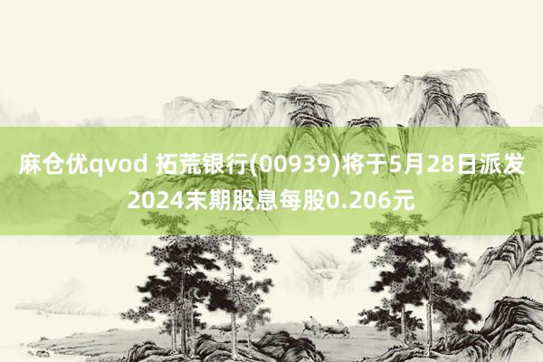 麻仓优qvod 拓荒银行(00939)将于5月28日派发2024末期股息每股0.206元