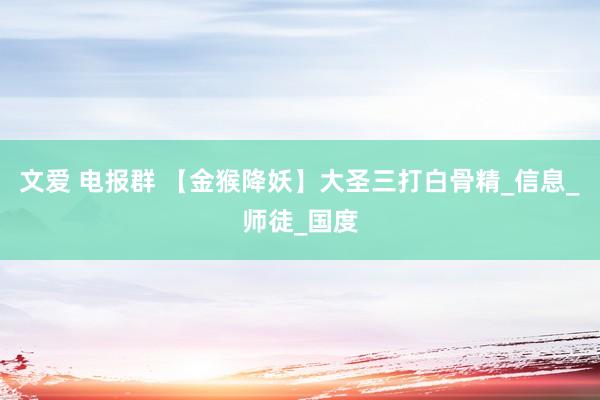文爱 电报群 【金猴降妖】大圣三打白骨精_信息_师徒_国度