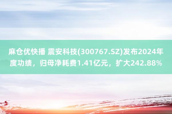 麻仓优快播 震安科技(300767.SZ)发布2024年度功绩，归母净耗费1.41亿元，扩大242.88%
