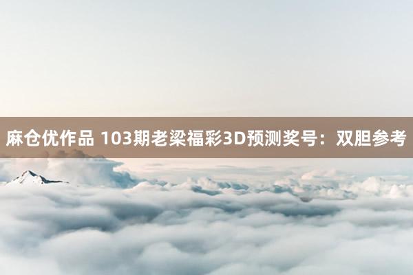 麻仓优作品 103期老梁福彩3D预测奖号：双胆参考