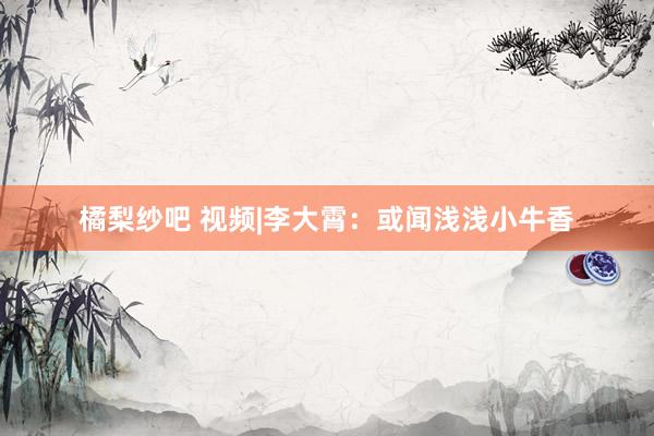 橘梨纱吧 视频|李大霄：或闻浅浅小牛香