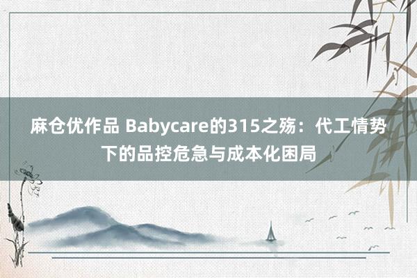 麻仓优作品 Babycare的315之殇：代工情势下的品控危急与成本化困局