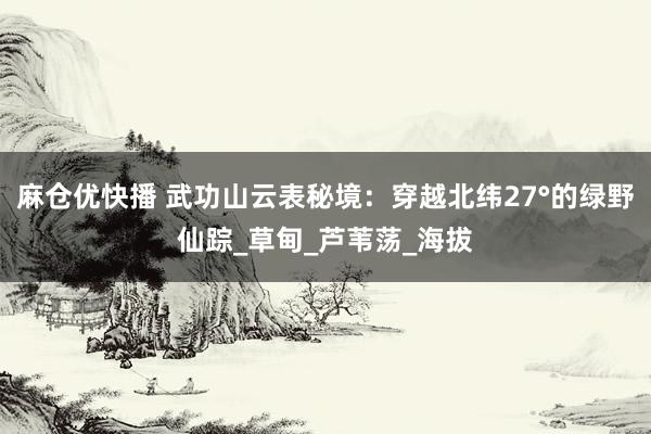 麻仓优快播 武功山云表秘境：穿越北纬27°的绿野仙踪_草甸_芦苇荡_海拔