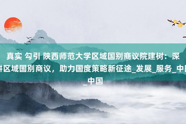 真实 勾引 陕西师范大学区域国别商议院建树：深耕区域国别商议，助力国度策略新征途_发展_服务_中国