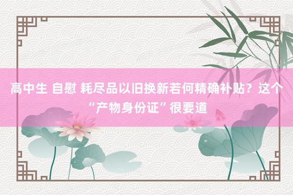 高中生 自慰 耗尽品以旧换新若何精确补贴？这个“产物身份证”很要道