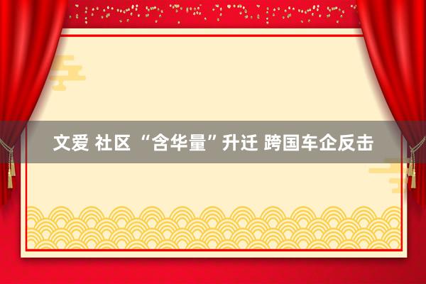 文爱 社区 “含华量”升迁 跨国车企反击